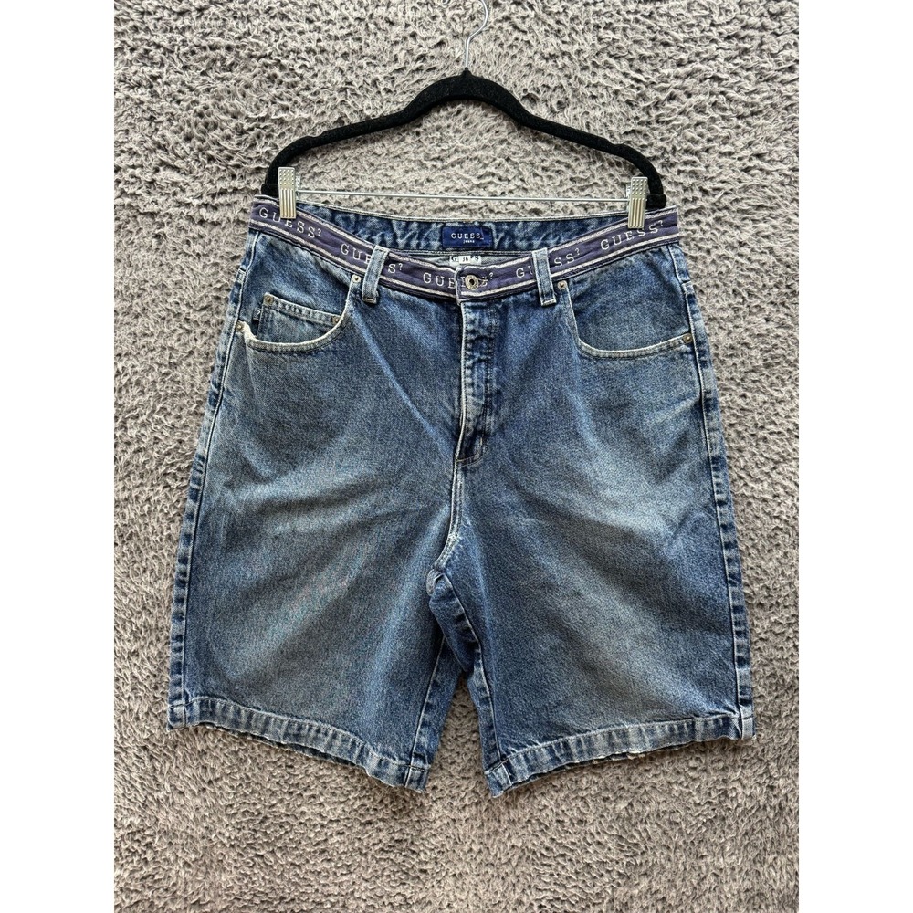 Vintage Y2K Guess Jeans‎ Wide leg Baggy Jorts Shorts Indigo Men Size 36